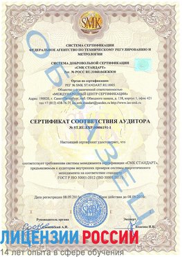 Образец сертификата соответствия аудитора №ST.RU.EXP.00006191-1 Переславль-Залесский Сертификат ISO 50001